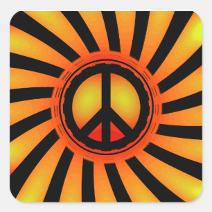 Retro Peace Sign Square Sticker