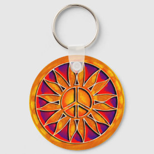 RETRO PEACE SIGN SUN KEYCHAIN