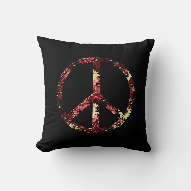 Retro Peace Sign Throw Pillow (Front)