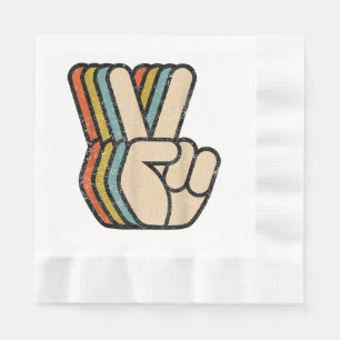 Retro Peace Sign V Fingers Vintage 60s 70s 80s Coo Napkins