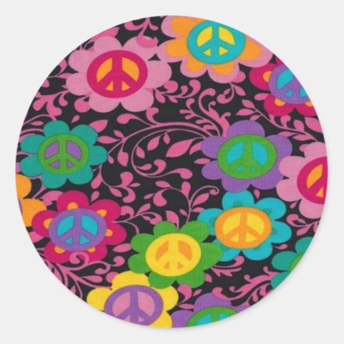 Retro Peace Signs Classic Round Sticker