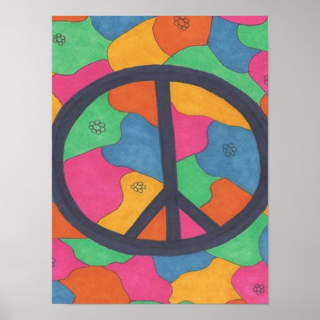 Retro Peace Symbol Art Poster (Front)