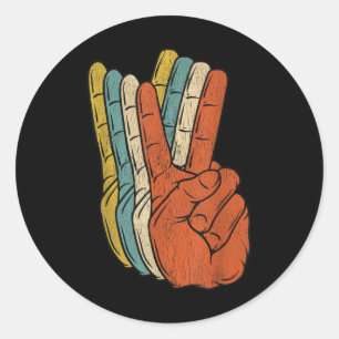 Retro Peace Vintage 60's 70's Hippie Classic Round Sticker