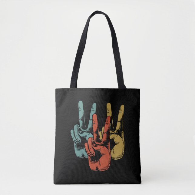 Retro Peace Vintage 60's 70's Hippie Tote Bag (Front)