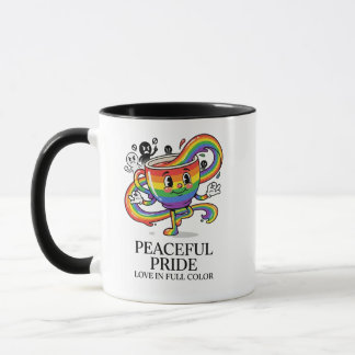 Retro Peaceful Pride Rainbow Coffee Cup T-Shirt