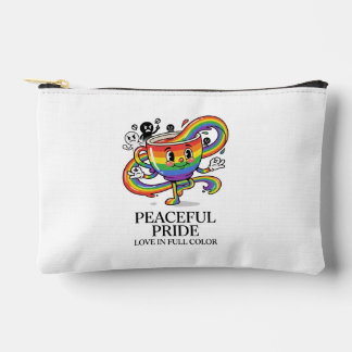 Retro Peaceful Pride Rainbow Coffee Cup T-Shirt Accessory Pouch