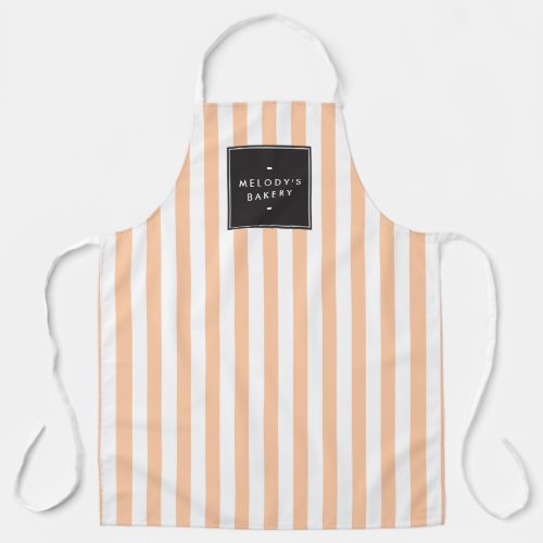 Retro Peach and White Stripes Apron