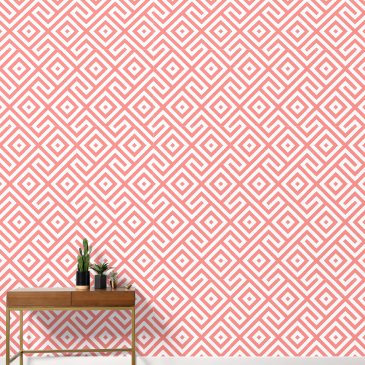 Retro Peach / Coral Abstract Geometric Pattern 
