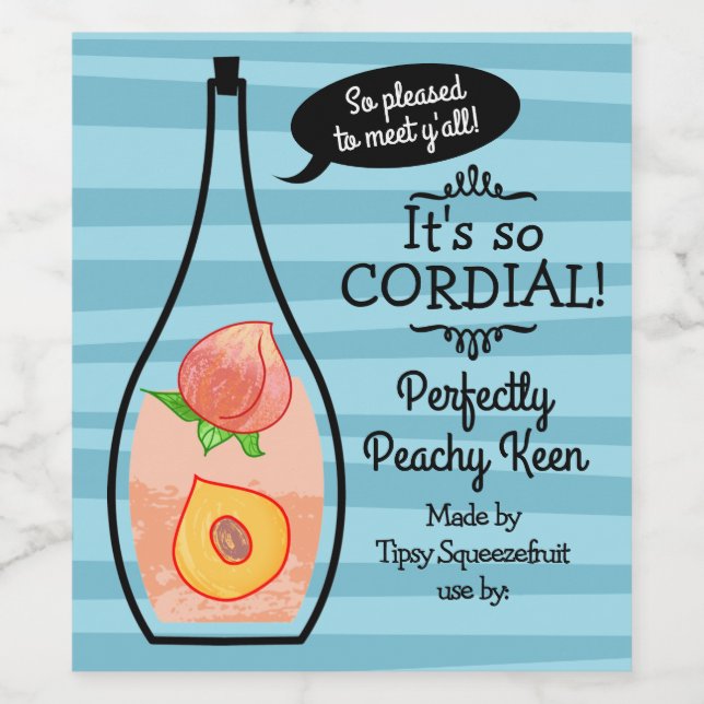Retro peach cordial homemade wine vinegar wine label (Single Label)
