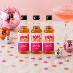 Retro Peach Drunk in Love Liquor Bottle Label
