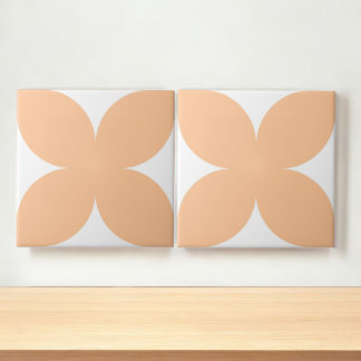 Retro Peach Floral Petal Mid Century Modern Design Ceramic Tile