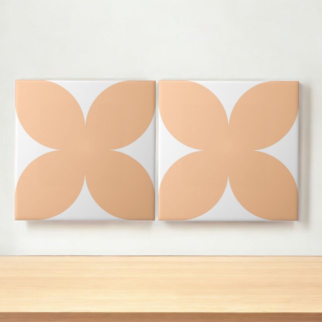 Retro Peach Floral Petal Mid Century Modern Design Ceramic Tile (Creator Uploaded)