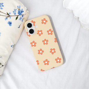 Retro Peach Floral  Whimsical Preppy Hippie Spring iPhone 16 Case