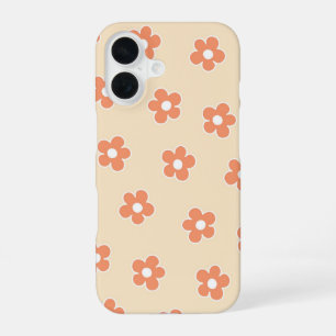 Retro Peach Floral Whimsical Preppy Hippie Spring iPhone 16 Case