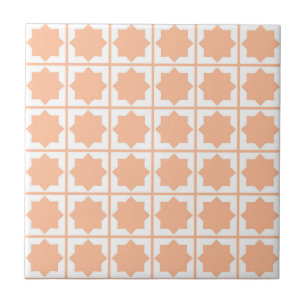 Retro Peach Fuzz Islamic Geometric Pattern Ceramic Tile