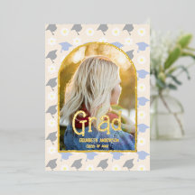 Retro Peach Graduation Announcement