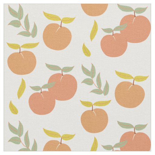 Retro Peach & Leaf Pattern Fabric