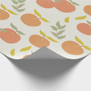 Retro Peach & Leaf Pattern Wrapping Paper