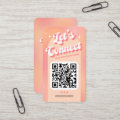 Retro Peach Let's Connect Social Media QR Code Business Card | Zazzle