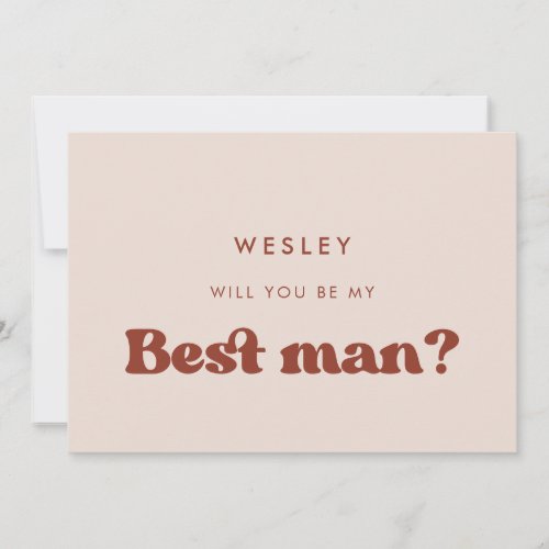 Retro peach pink Will you be my best man card