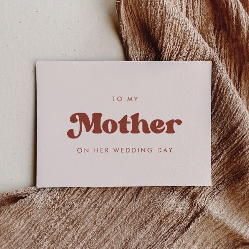 Retro peach To my mother on my wedding day card