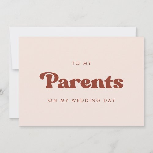 Retro peach To my parents on my wedding day card