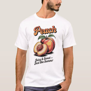 Retro Peach Vintage Fruit Illustration T-Shirt