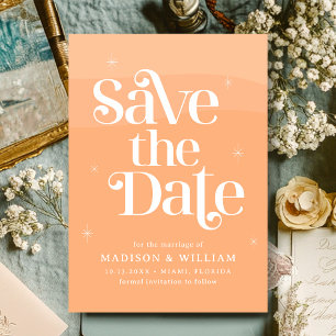 Retro Peach Wedding Save the Date Invitation