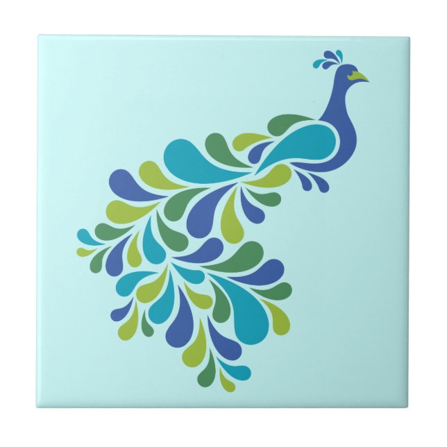 Retro Peacock Ceramic Tile (Front)