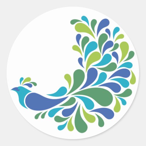 Retro Peacock Classic Round Sticker