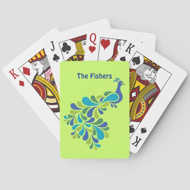 Retro Peacock Poker Cards (Back)