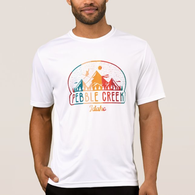 Retro Pebble Creek Mountain, Idaho 80s T-Shirt (Front)