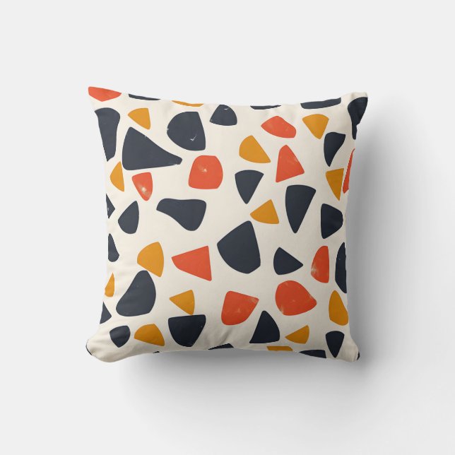 Retro Pebble Mosaic Throw Pillow (Front)