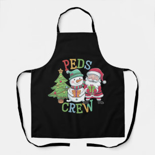 Retro Peds Crew Christmas Pediatric Nurse Nursing Apron