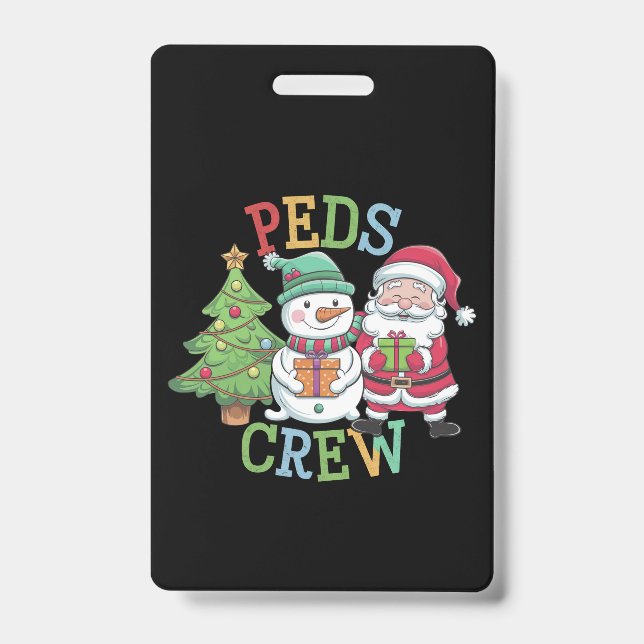 Retro Peds Crew Christmas Pediatric Nurse Nursing  Badge (Front)