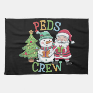 Retro Peds Crew Christmas Pediatric Nurse Nursing  Kitchen Towel