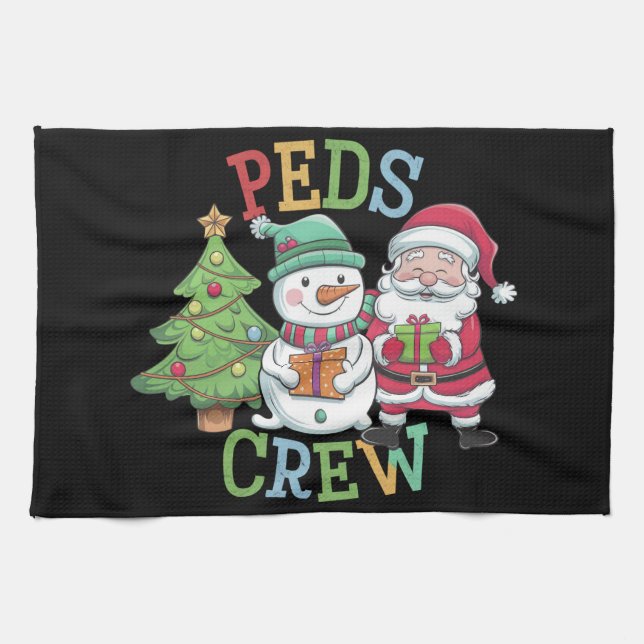 Retro Peds Crew Christmas Pediatric Nurse Nursing  Kitchen Towel (Horizontal)