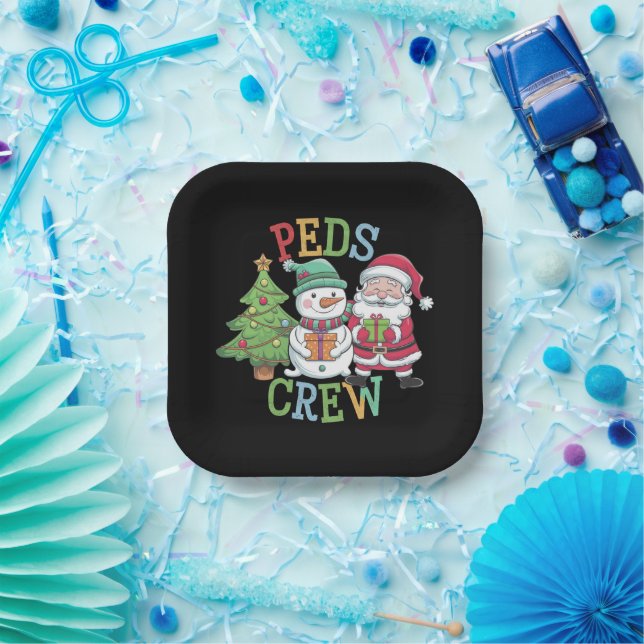 Retro Peds Crew Christmas Pediatric Nurse Nursing  Paper Plates (Party)