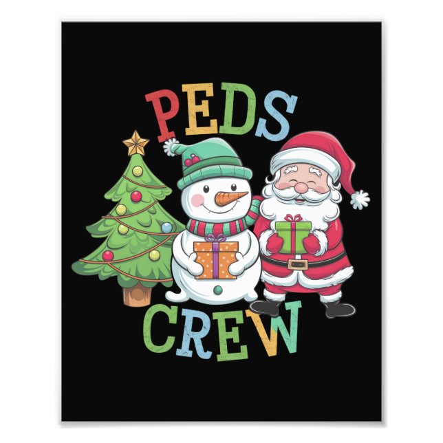 Retro Peds Crew Christmas Pediatric Nurse Nursing  Photo Print (Front)