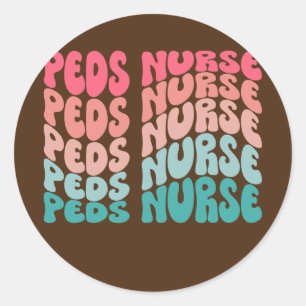 Retro Peds Nurse Pediatric Nurse PEDS RN Classic Round Sticker