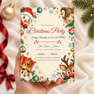 Retro Peekaboo Christmas Party Invitation