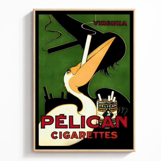 Retro Pelican Cigarettes Ad, French Art Deco Era Poster (Creator Uploaded)