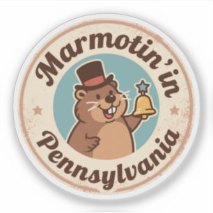 Retro Pennsylvania Badge Groundhog with Liberty  Sticker