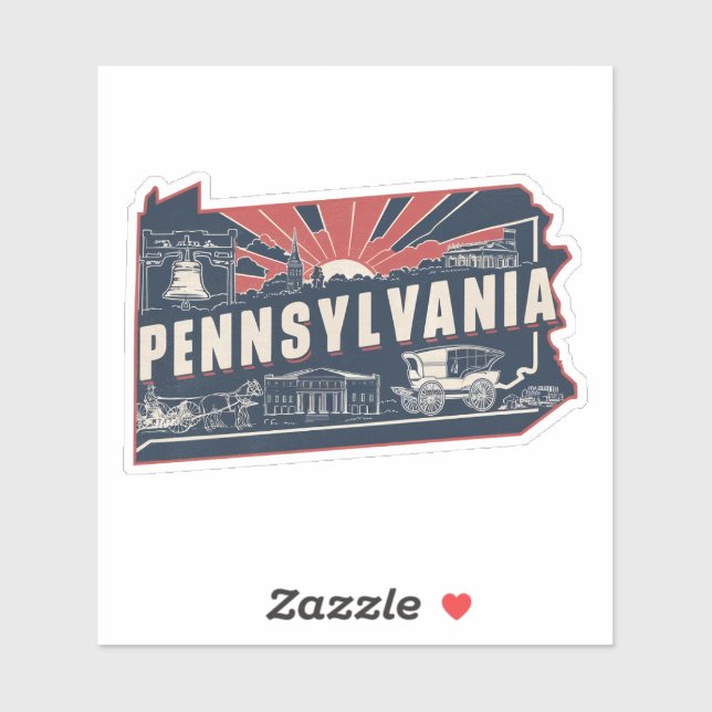 Retro Pennsylvania State Car Sticker (Sheet)