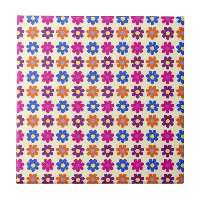 Retro Penny Flowers Pattern Ceramic Tile (Front)