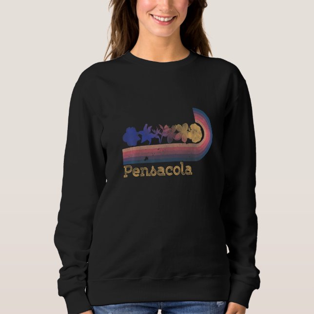 Retro Pensacola Tropical Flowers 80's Style Surfin Sweatshirt (Front)