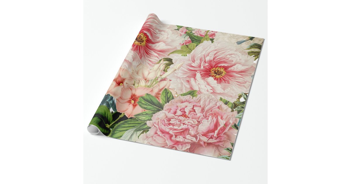 Peony Pattern Wrapping Paper Roll Pink Flower Peony Wedding Flower Peony  Wrapping Paper, Summer Flower Pattern Gift Wrap, Peony Print 