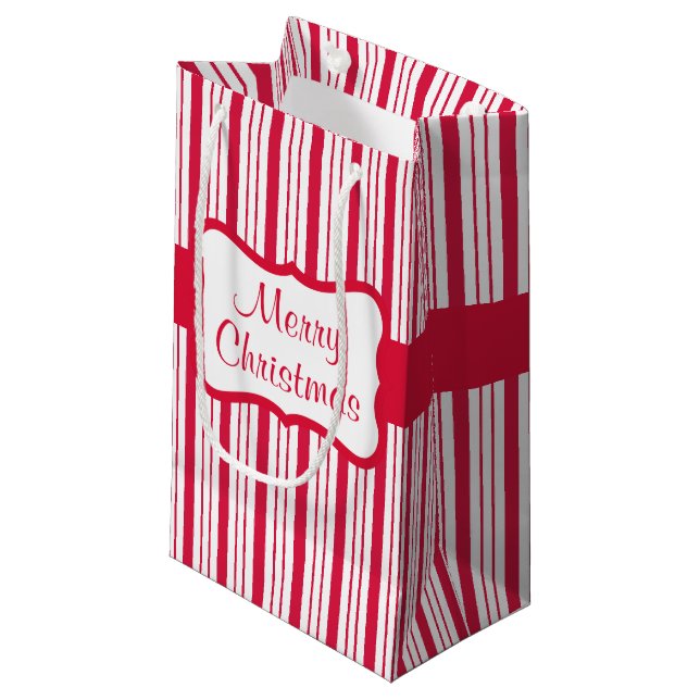 Retro Peppermint Candy Christmas Gift Bag (Front Angled)