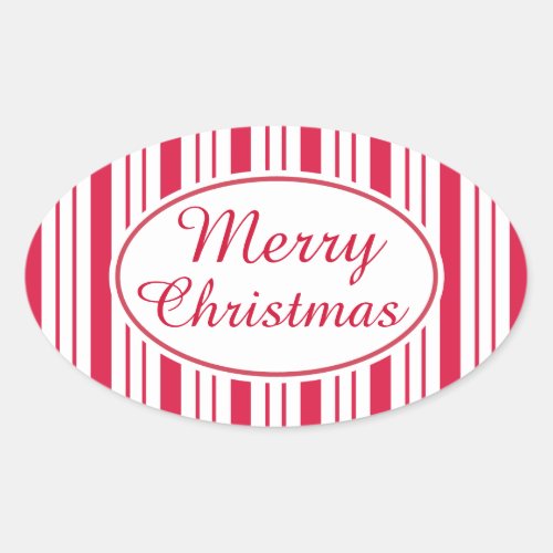 Retro Peppermint Merry Christmas Gift Tag Stickers