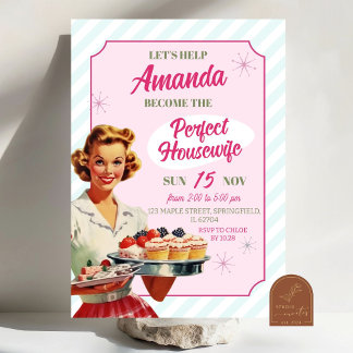 Retro Perfect Housewife 50's Bridal Shower Invitation